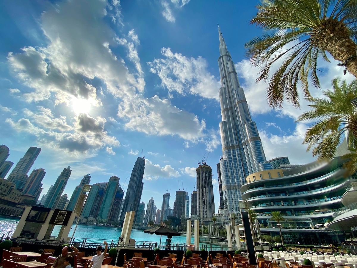 Burj Khalifa and the Downtown Dubai skyline seen from the waterfront